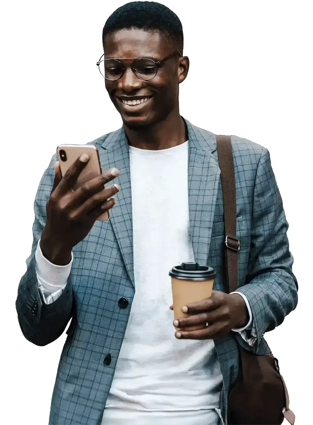 A young man using his mobile to sign up with Traditi - a global online trading broker